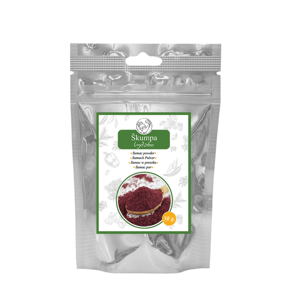 Gruzínský sumac v prášku 50 g v moderním stříbrném balení pro tradiční chuť z Gruzie