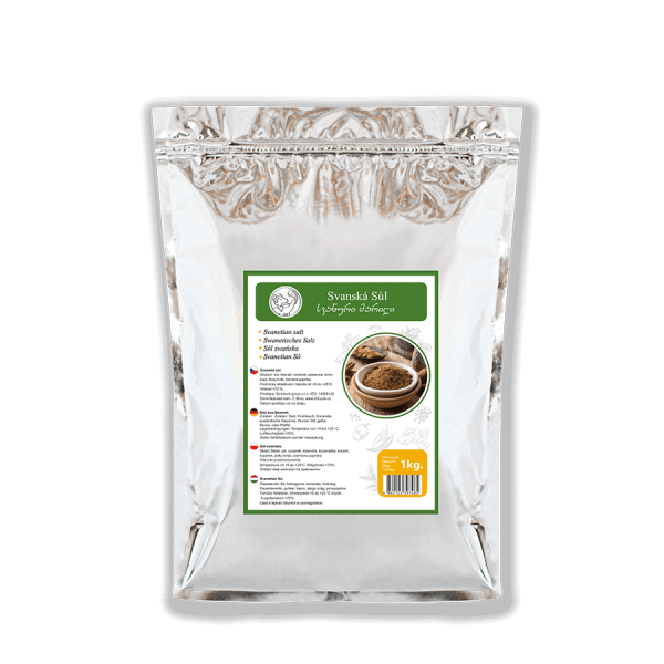 Gruzínská Svanská sůl v balení 1 kg, tradiční koření z Gruzie ideální pro ochucení jídel