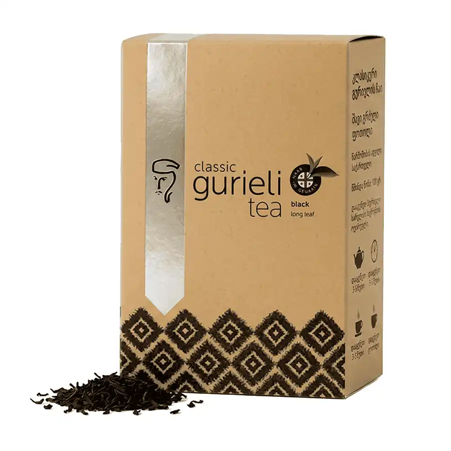 Gurieli Classic gruzínský černý čaj sypaný - 100 g. Gurieli Classic poctivý gruzínský černý čaj ze sypaných listů. Intenzivní aroma růží a medu s jemným citrusovým nádechem z vysokohorských plantáží. Gurieli Classic černý sypaný čaj z Gruzie